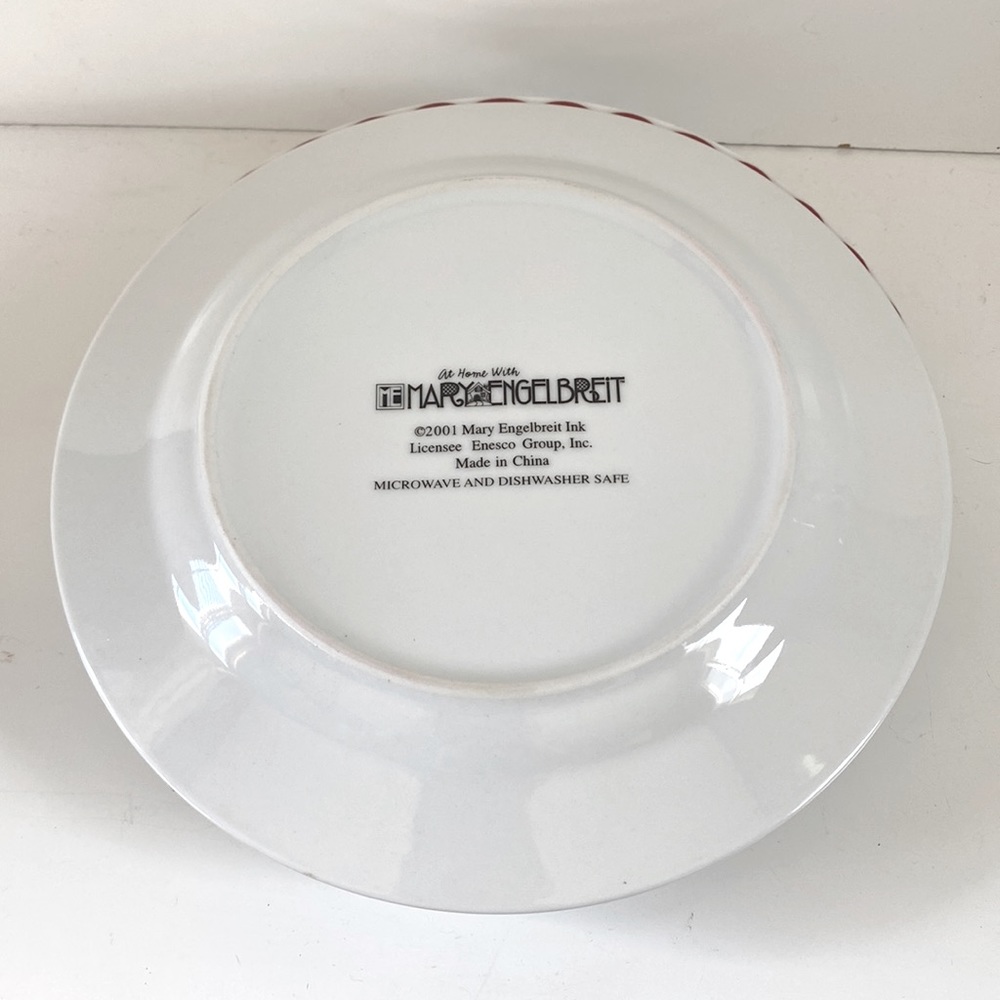 Four Mary Engelbreit Polka Dot And Cherry 8” Plates - Picture 9 of 11